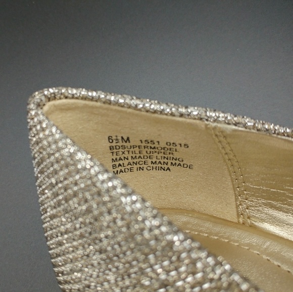 Gold Glitter Peep Toe Pumps - Picture 8 of 8